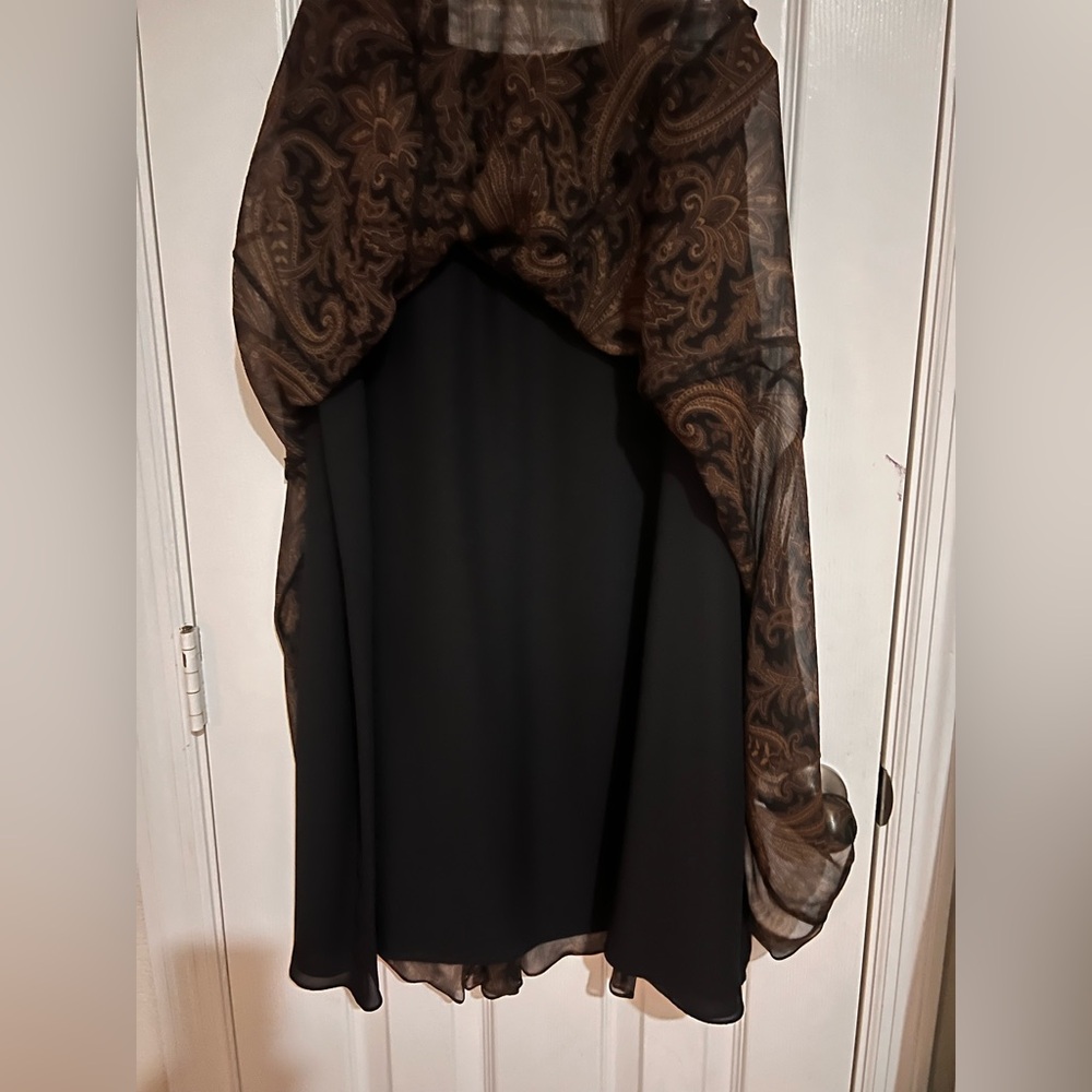 Lauren Ralph Lauren 14W 100%Silk Brown Paisley Midi Skirt EUC - Picture 4 of 7